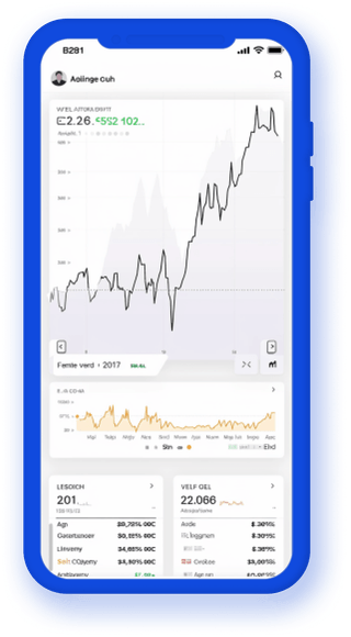 Tracker di portafoglio mobile che mostra statistiche di criptovalute in tempo reale